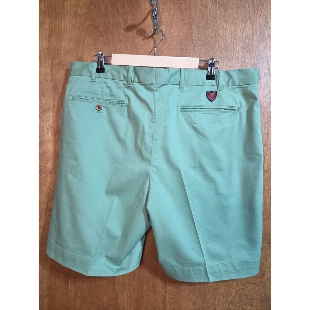 Polo Ralph Lauren Golf Shorts Mens 38 Green Classic Fit Chino Cotton Shield Logo